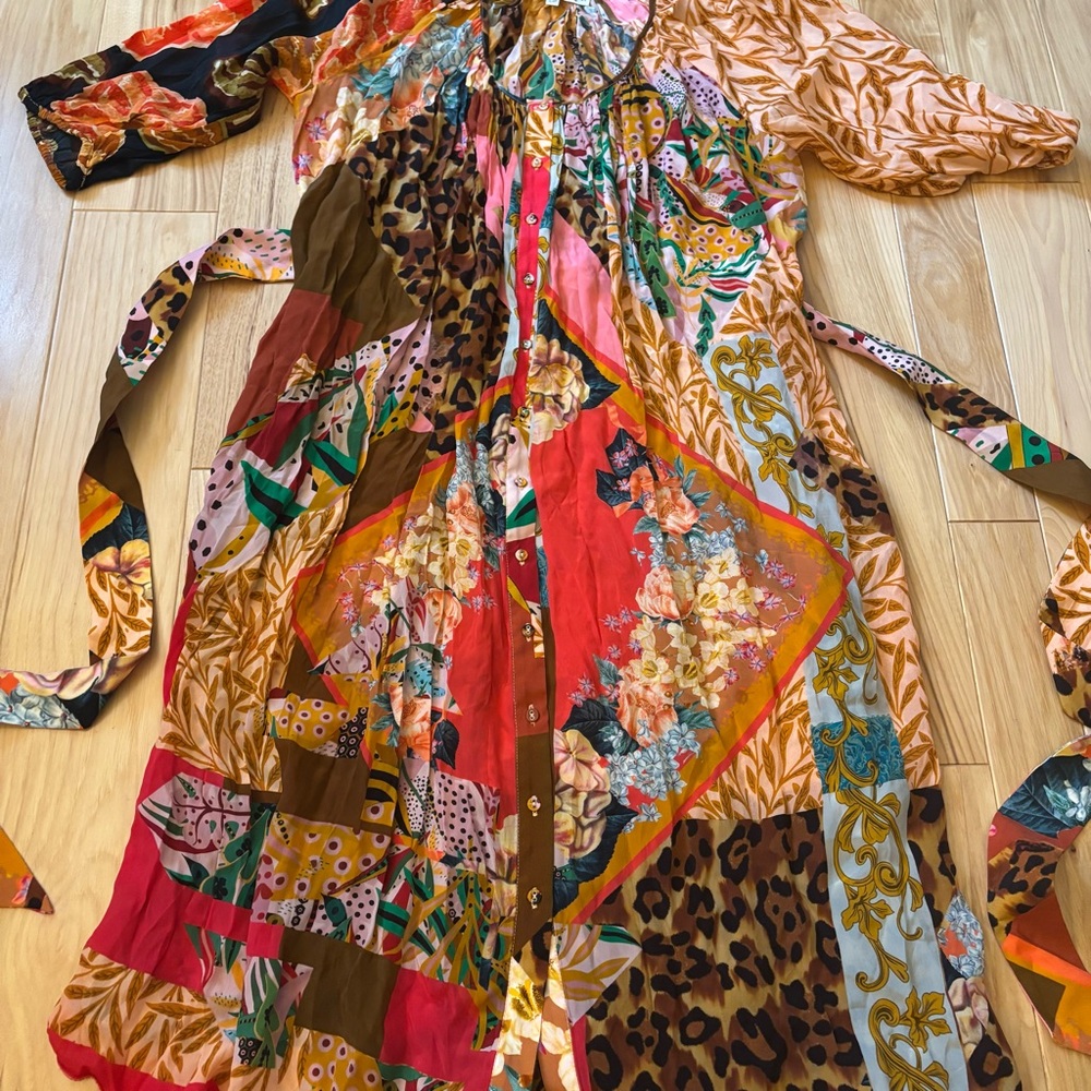 Anthropologie Geisha Designs Collage Boho Patterned Midi Dress - Picture 11 of 14